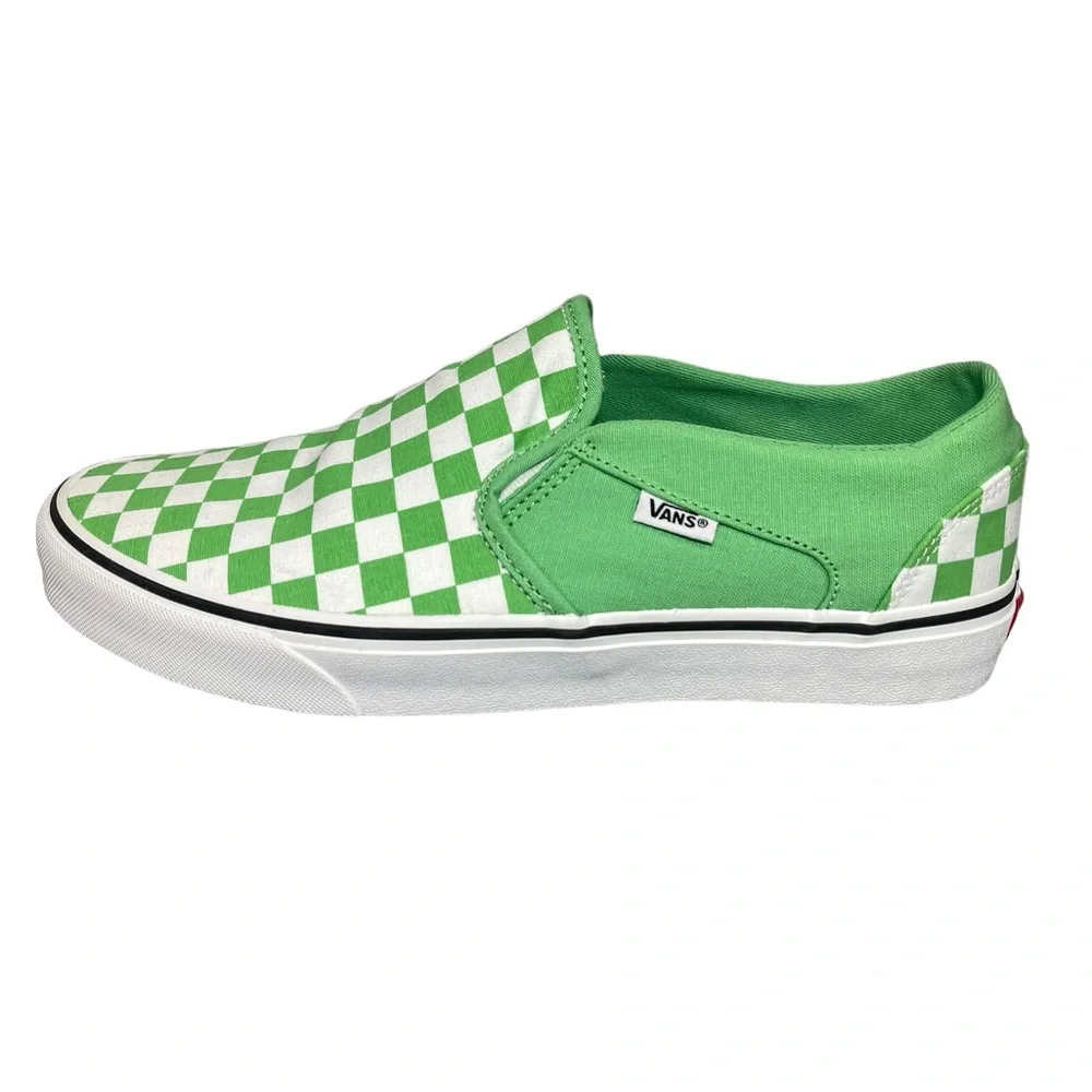 ⚡️SOLD⚡️Vans Classic Asher Checkerboard Slip-On Sneaker Green Shoes Women’s 11 - Picture 12 of 16
